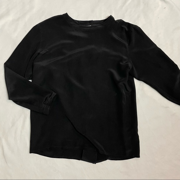 Joseph Ho Black Silk Back Buttons Blouse Size 8 - Picture 4 of 9